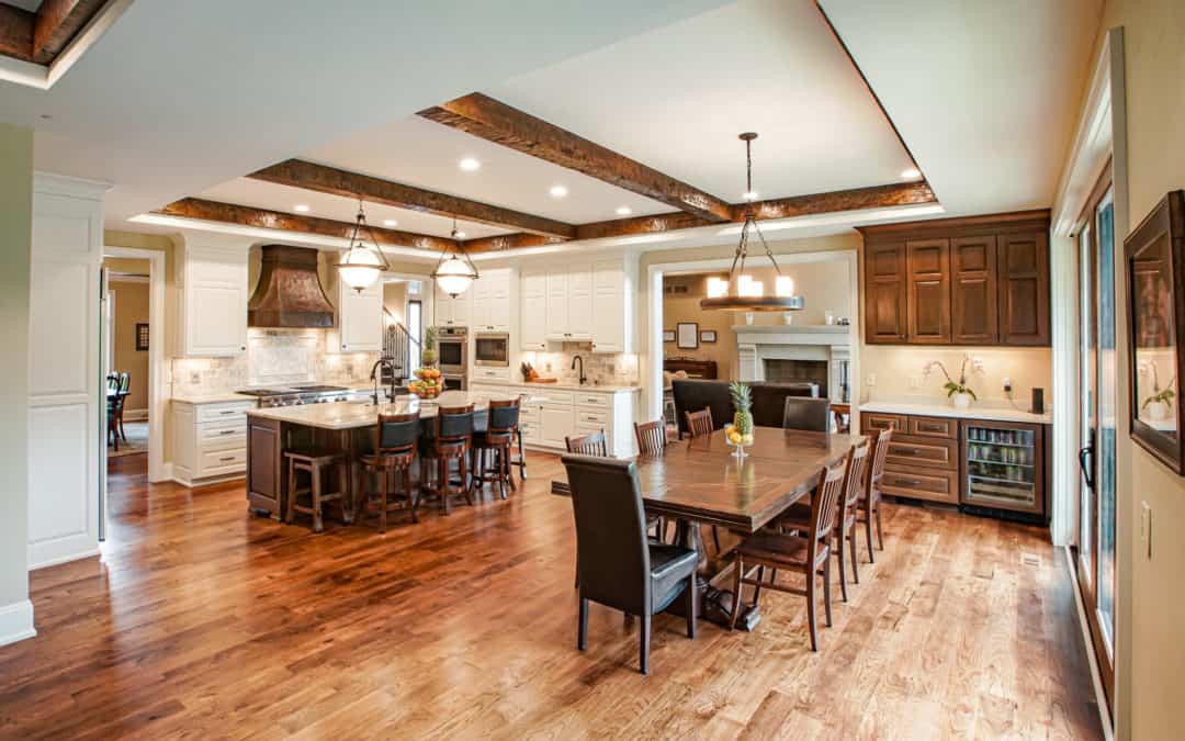 bright kitchen with wood trim