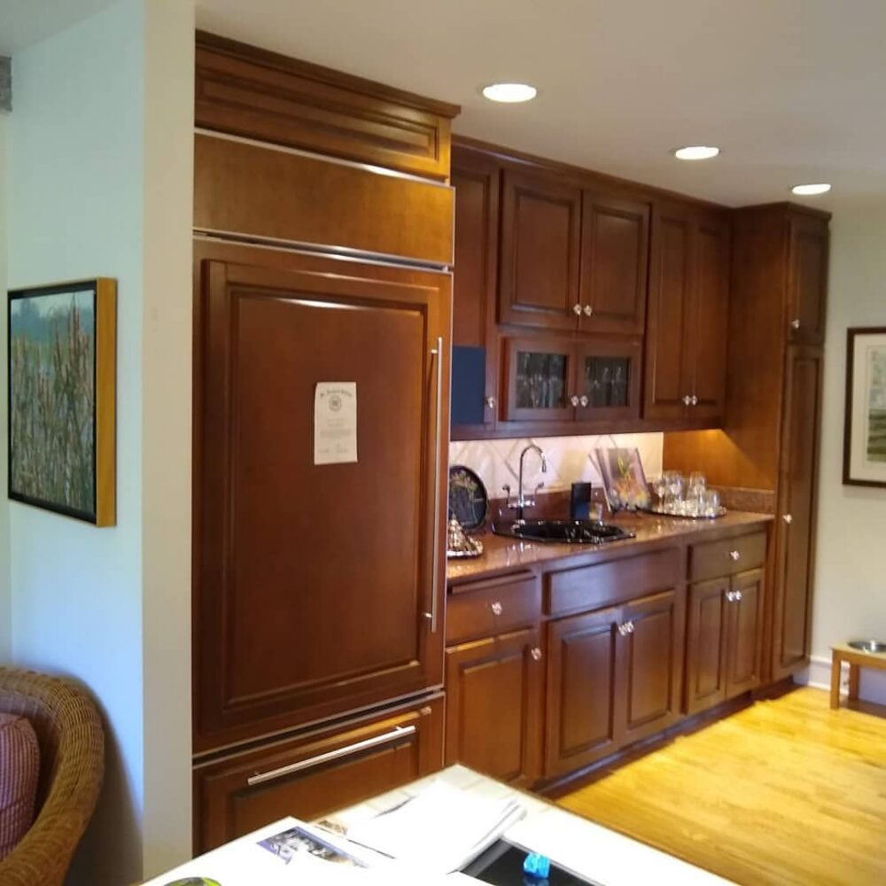 Before photo of a cabinet painting project in Southeast Wisconsin