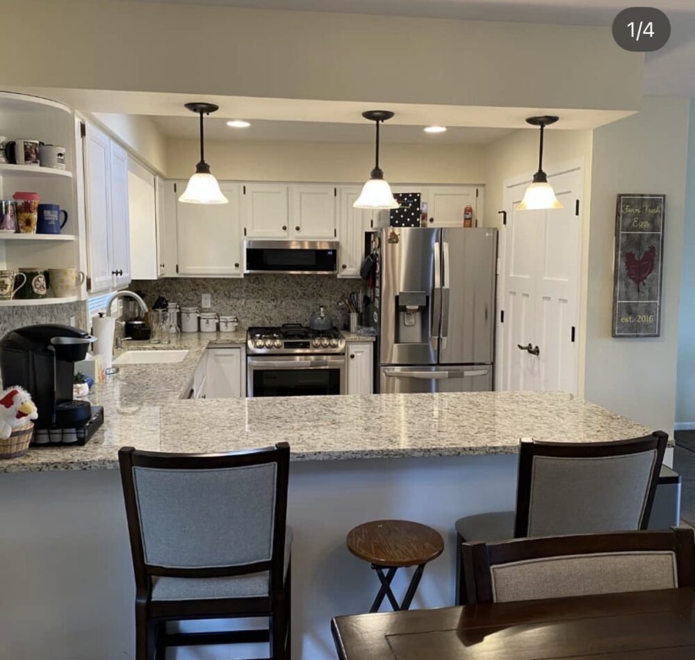 White cabinet painting project for Elm Grove homeowners