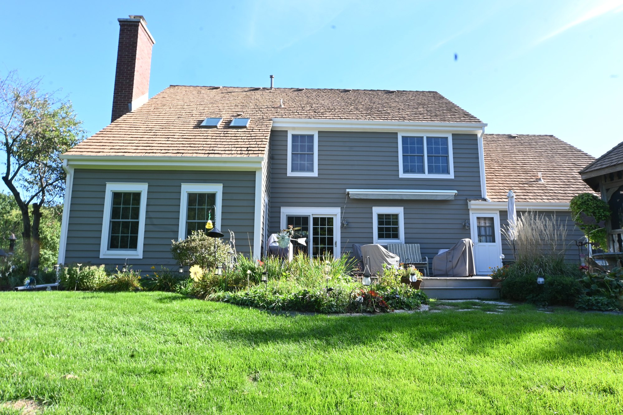 Rear elevation of the freshly painted Brookfield house