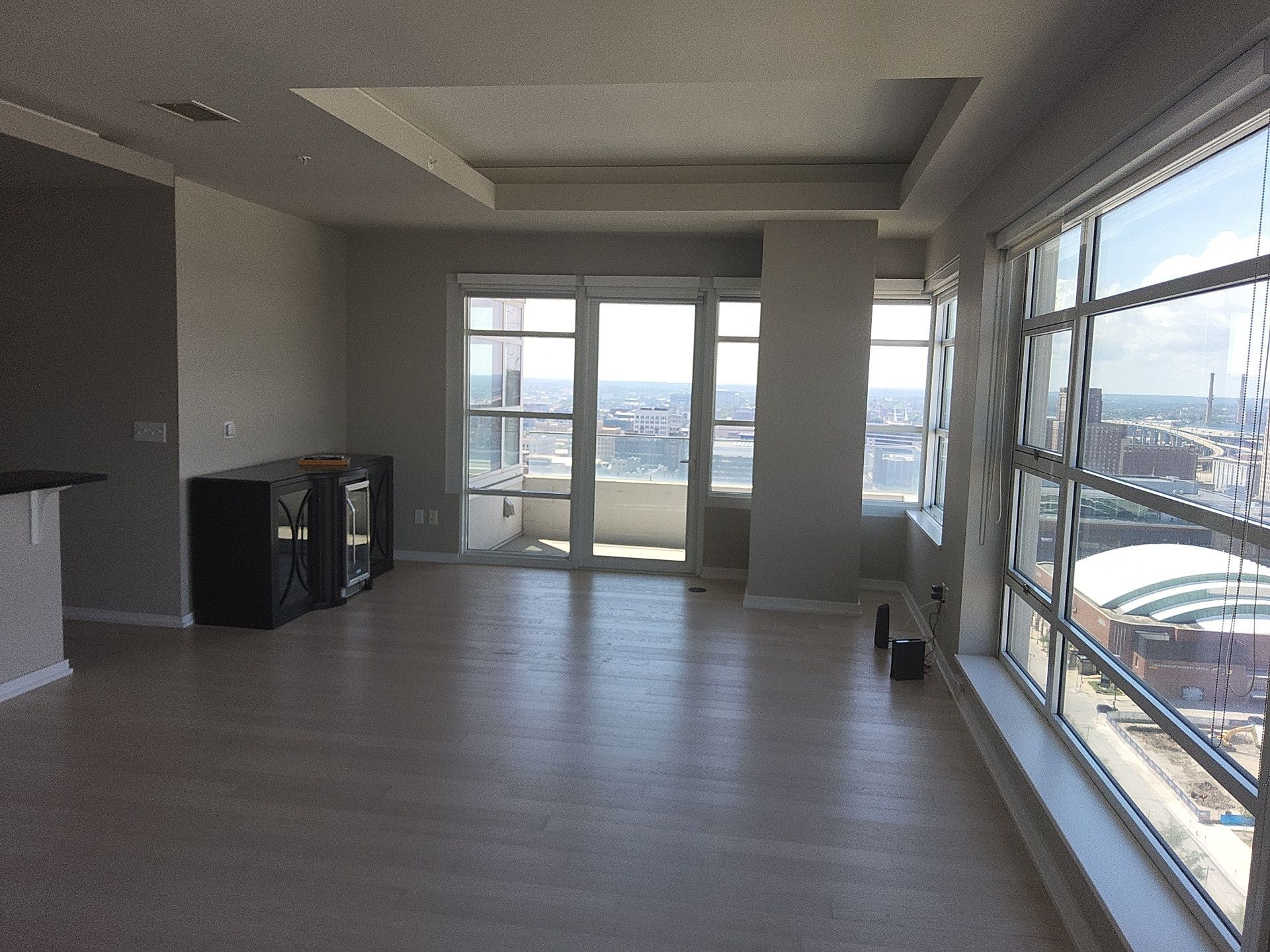 Painted walls and ceiling in a downtown Milwaukee apartment living room